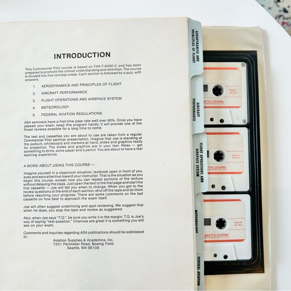ASA Vintage Commercial Airline Pilot Cassette Course Test Prep Binder Text Tapes - Picture 9 of 10